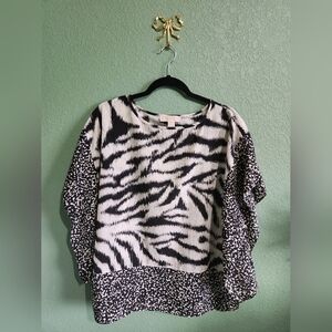 Michael Kors Womens Animal Print Handkerchief Top